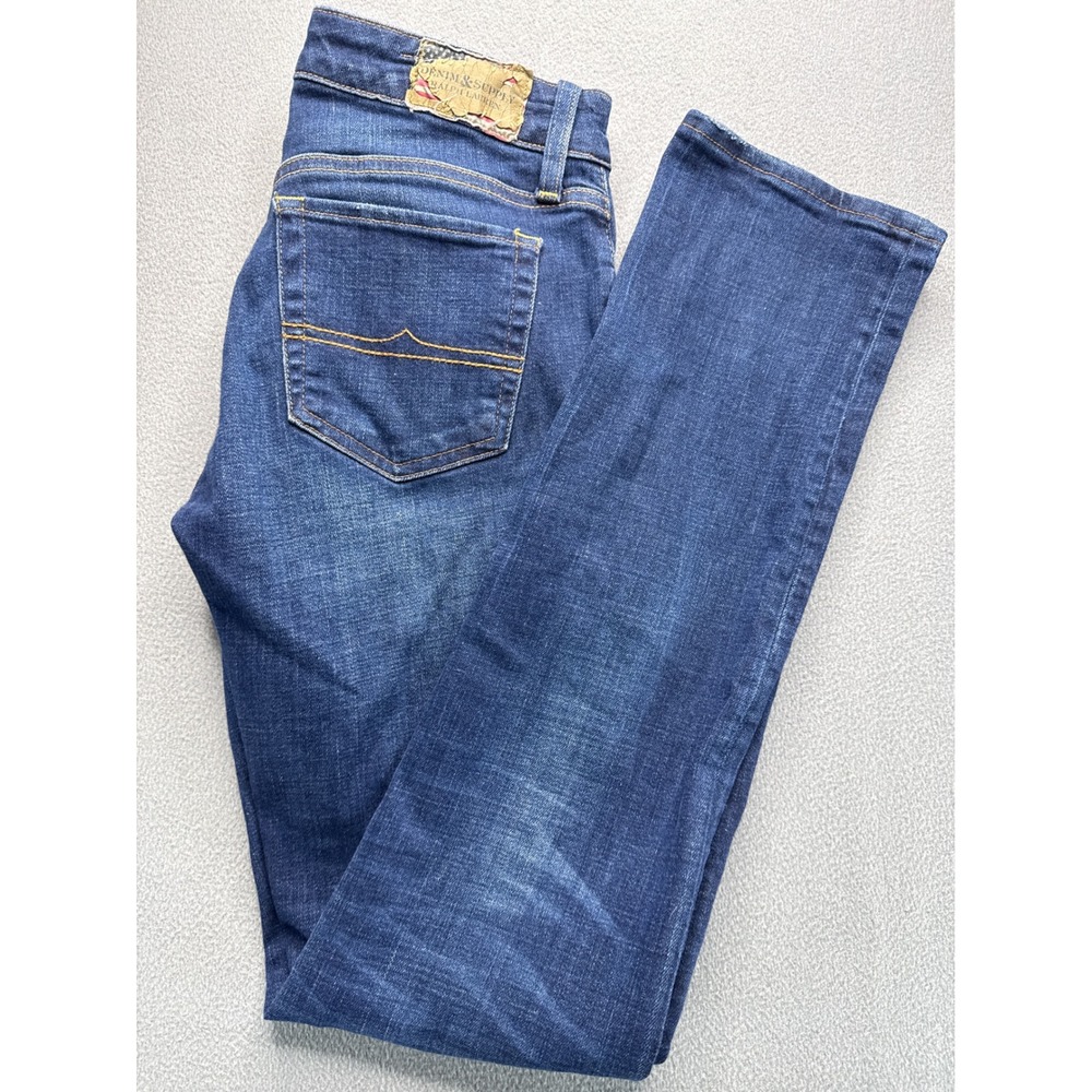 Denim & Supply Ralph Lauren‎ Jeans Women 27 Blue Straight Leg Whiskered Stretch